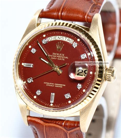 rolex day-date in gold aus den 70ern mit lederarmband|Rolex Vintage Day.